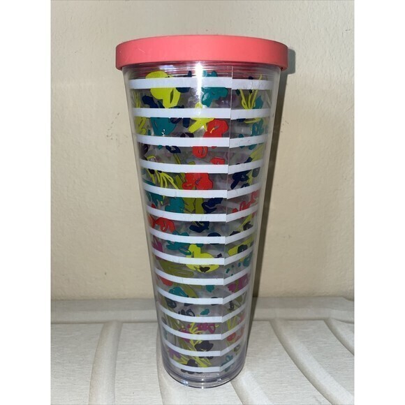 Starbucks Floral Stripes Bright Flowers‎ Cold Cup Tumbler No Straw 24 oz - Picture 3 of 8
